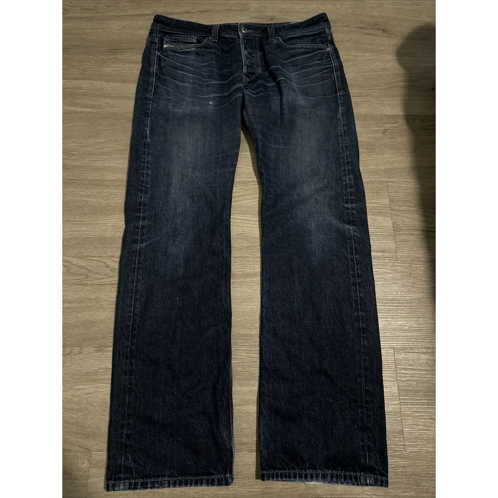 Diesel Mens Viker Jeans 37x32 Distressed Regular Straight Button Fly WASH 0RZ29